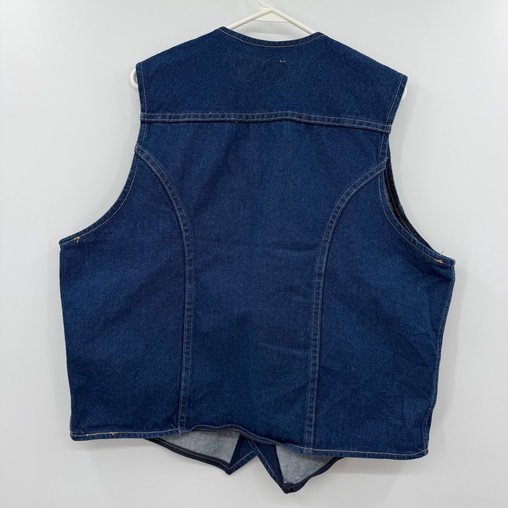 Wrangler Vest Mens Blue Unlined Denim Short Western Ranch - Picture 6 of 8